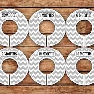 6 Custom Baby Closet Dividers | Chevron Gray | 021