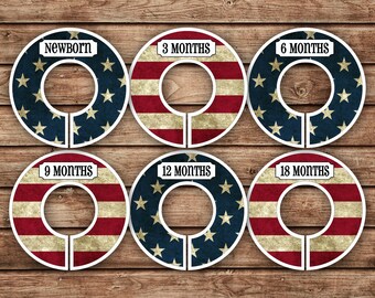 6 Custom Baby Closet Dividers | Vintage American Flag | 012