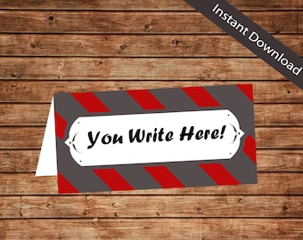 Vintage Train Food Card Tent Labels - INSTANT DOWNLOAD | Birthday, Boy, Red, Gray | Printable - 104