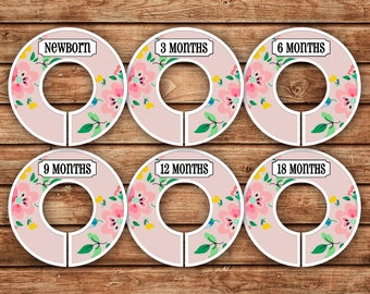 6 Custom Baby Closet Dividers | Floral on Pink | 065