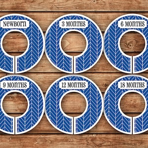 6 Custom Baby Closet Dividers | Blue Herringbone | 006