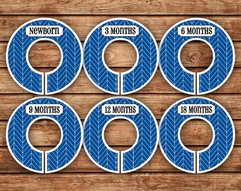 6 Custom Baby Closet Dividers | Blue Herringbone | 006