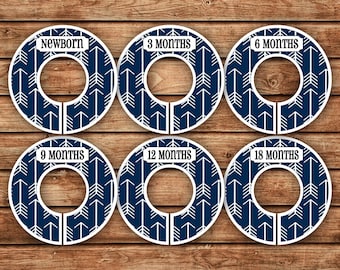 6 Custom Baby Closet Dividers | Navy Blue Tribal Arrows | 048