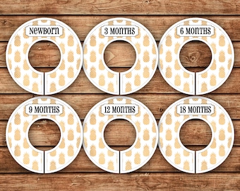 6 Custom Baby Closet Dividers | Gold Pineapples | 056