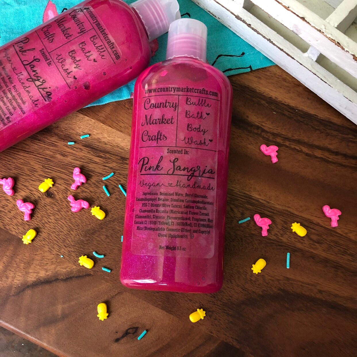 Pink Sangria Liquid Bubble Bath Vegan Body Wash 85 Oz