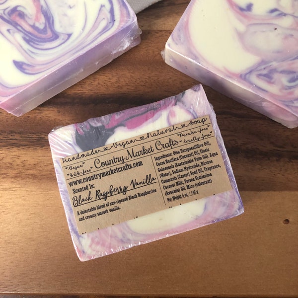 Black Raspberry Vanilla Soap All Natural Soap Vegan Soap  - Stocking Stuffers