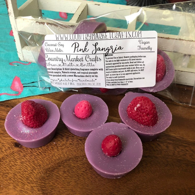 Pink Sangria Wax Melts Wax Brittle Handmade Soy Vegan Highly Scented Wax Tarts