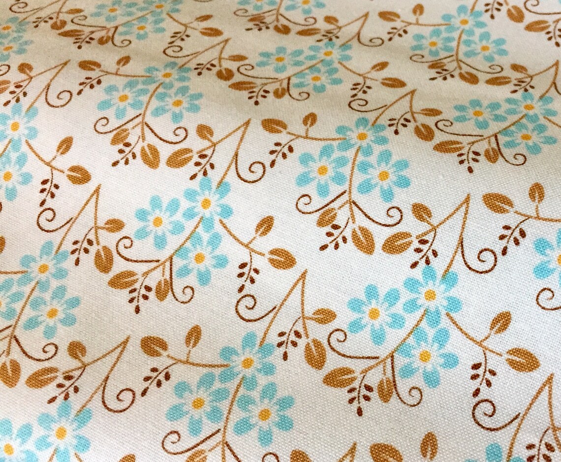 Sew Cherry 2 aqua fabric quarter panel by Lori Holt Riley Etsy