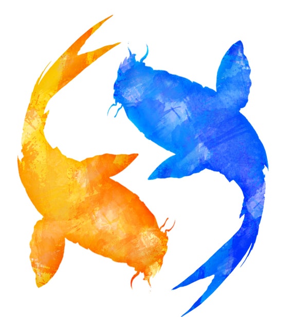 Commercial Use Instant Download Orange Blue Koi Fish Clipart Etsy