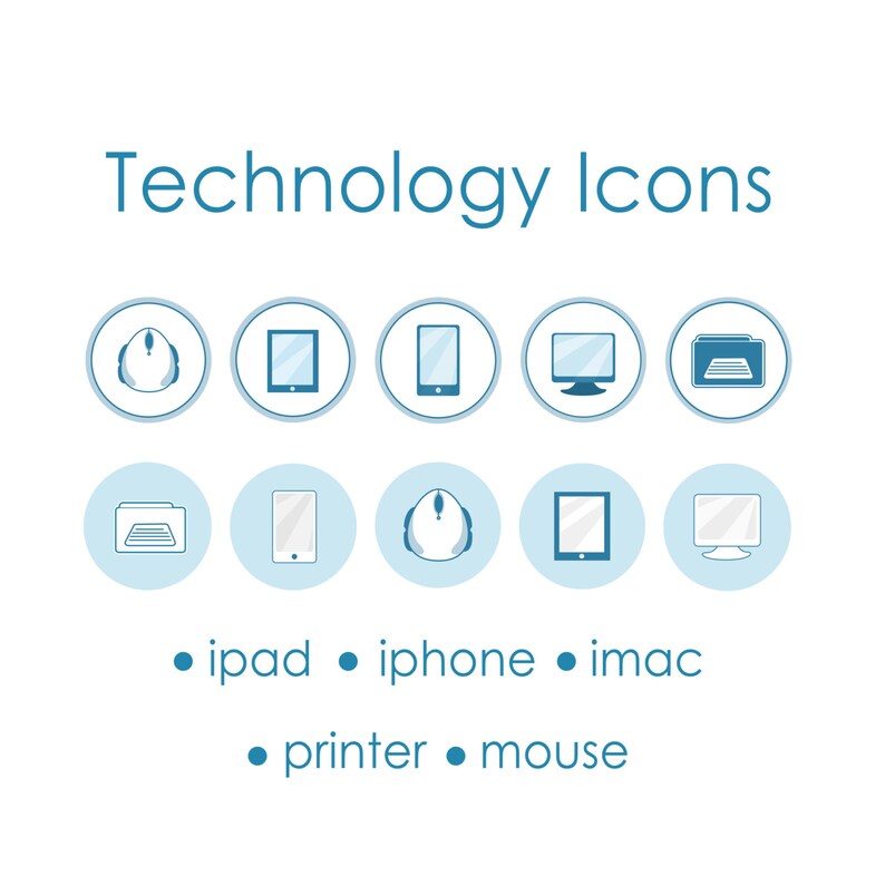 invites websites Commercial Use Instant Download Flat Vector Technology Icons Graphics for DIY printables digital projects cards