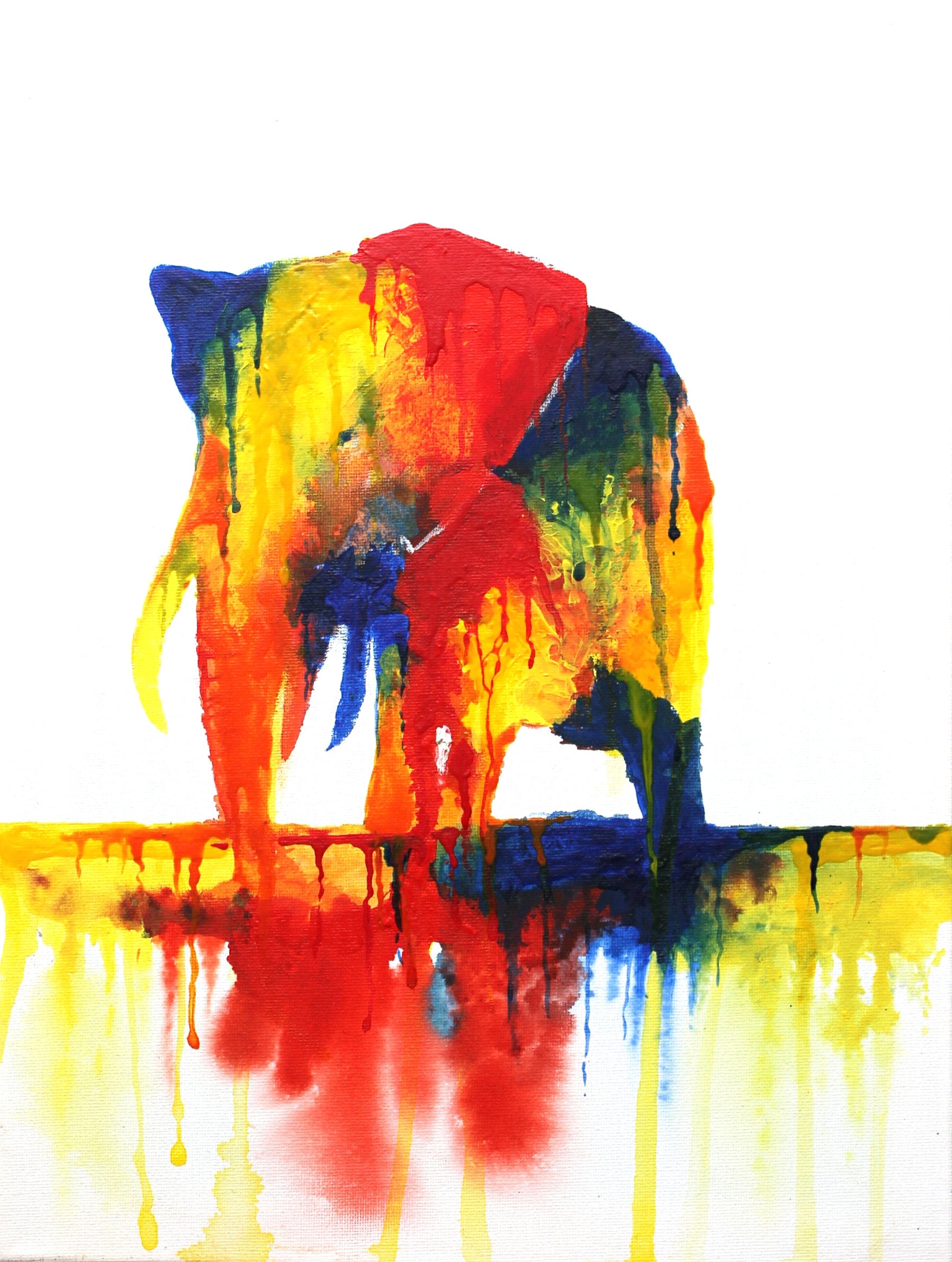 Modern Elephant Drip Art Painting Print Etsy