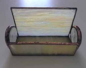 Stained Glass Business Card Holder Yellow Iridescent glass Handmade