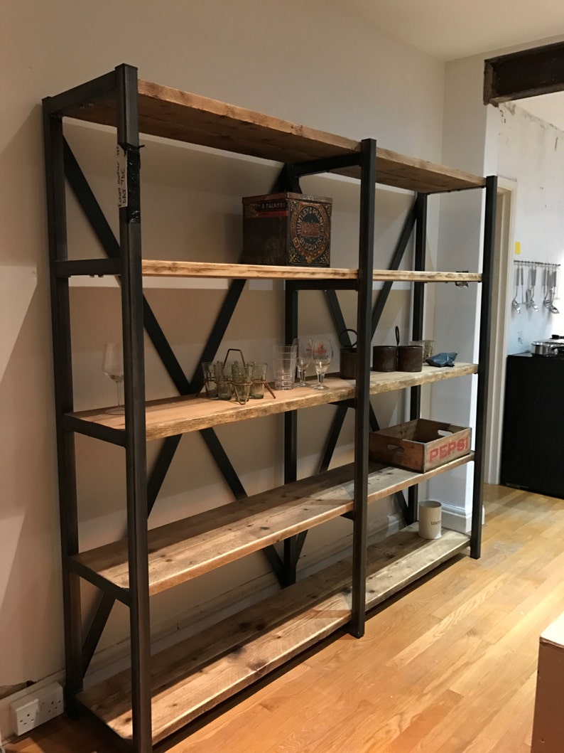 Industrial Chic Large Reclaimed Custom Bookcase Shelving Unit Etsy