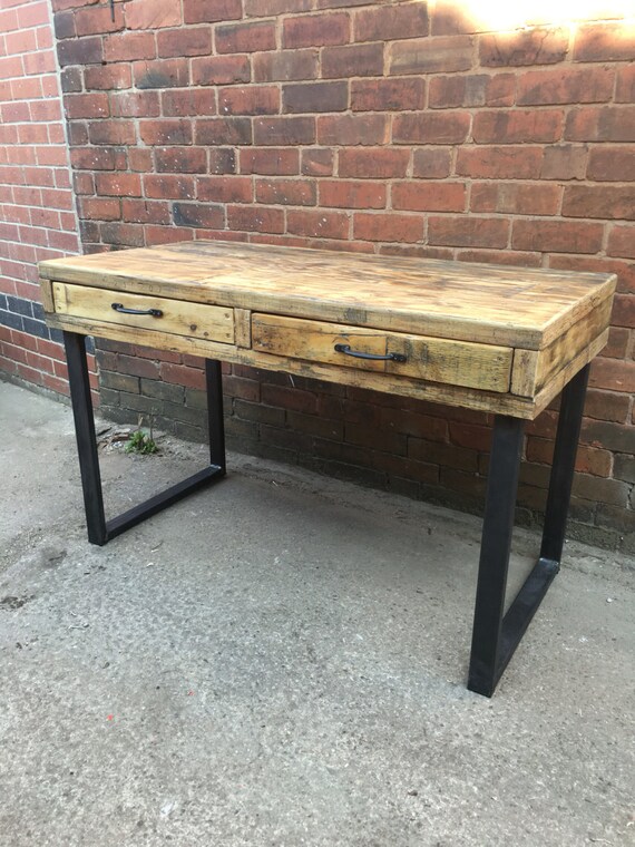 Industrial Chic Reclaimed Custom Office Desk With 2 Drawers Industrial Chic Reclaimed Custom Office