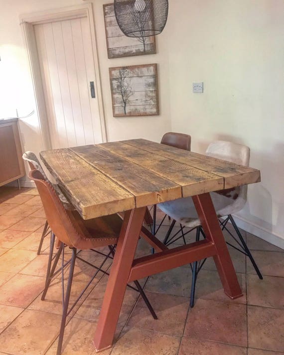 Reclaimed Industrial Chic A Frame 6 8 Seater Dining Table With Etsy