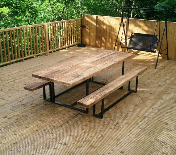 Reclaimed Industrial Chic Custom Outdoor Garden Table Bar Etsy