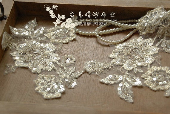 One piece flower embroidery applique patches for wedding dress decoration 78F80