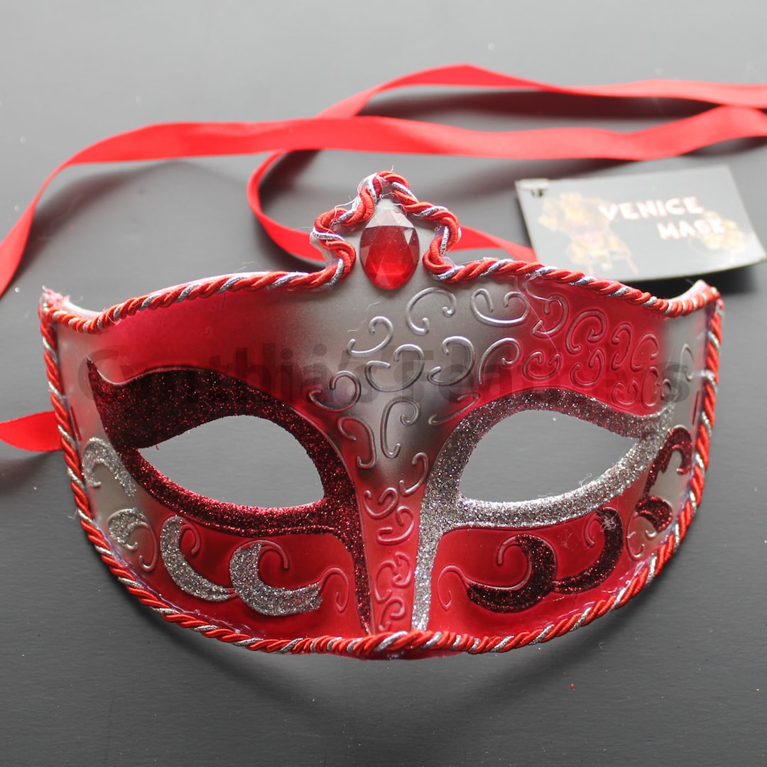 Red Pvc Venetian Masquerade Mask for Wedding Dancing Parties Home Decor ...