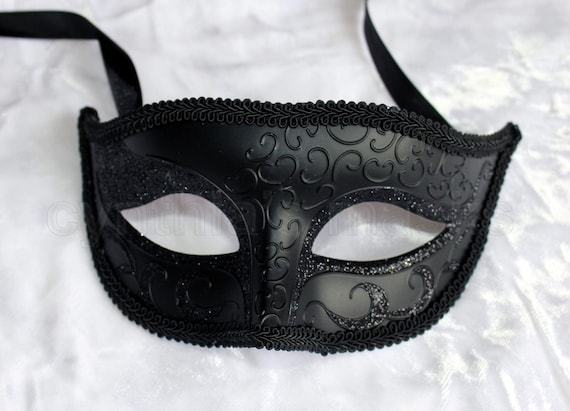 Black Venetian Male Mask Masquerade For Wedding Dancing Etsy