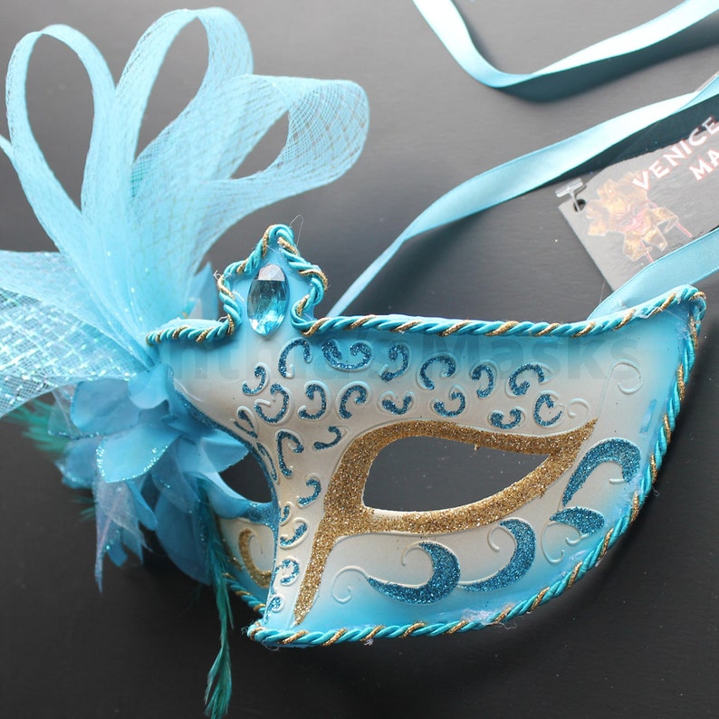 Aqua floral pvc Venetian Masquerade Mask for wedding home decor 8G5A SKU: 6C41 parties dancing