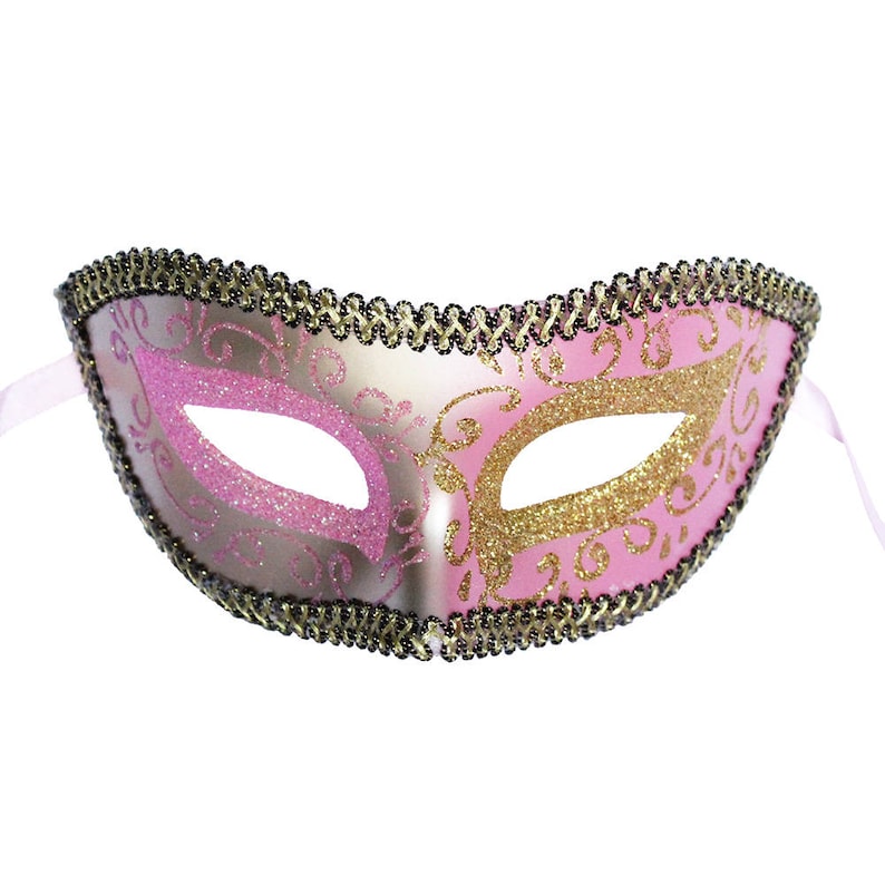 Pink Venetian Mask Masquerade Ball Prom Party Mardi Gras Etsy