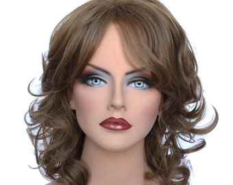 Classic Cap women Synthetic wavy Medium Light Cool Brown wig HengFeng MI105   SKU: 10C22