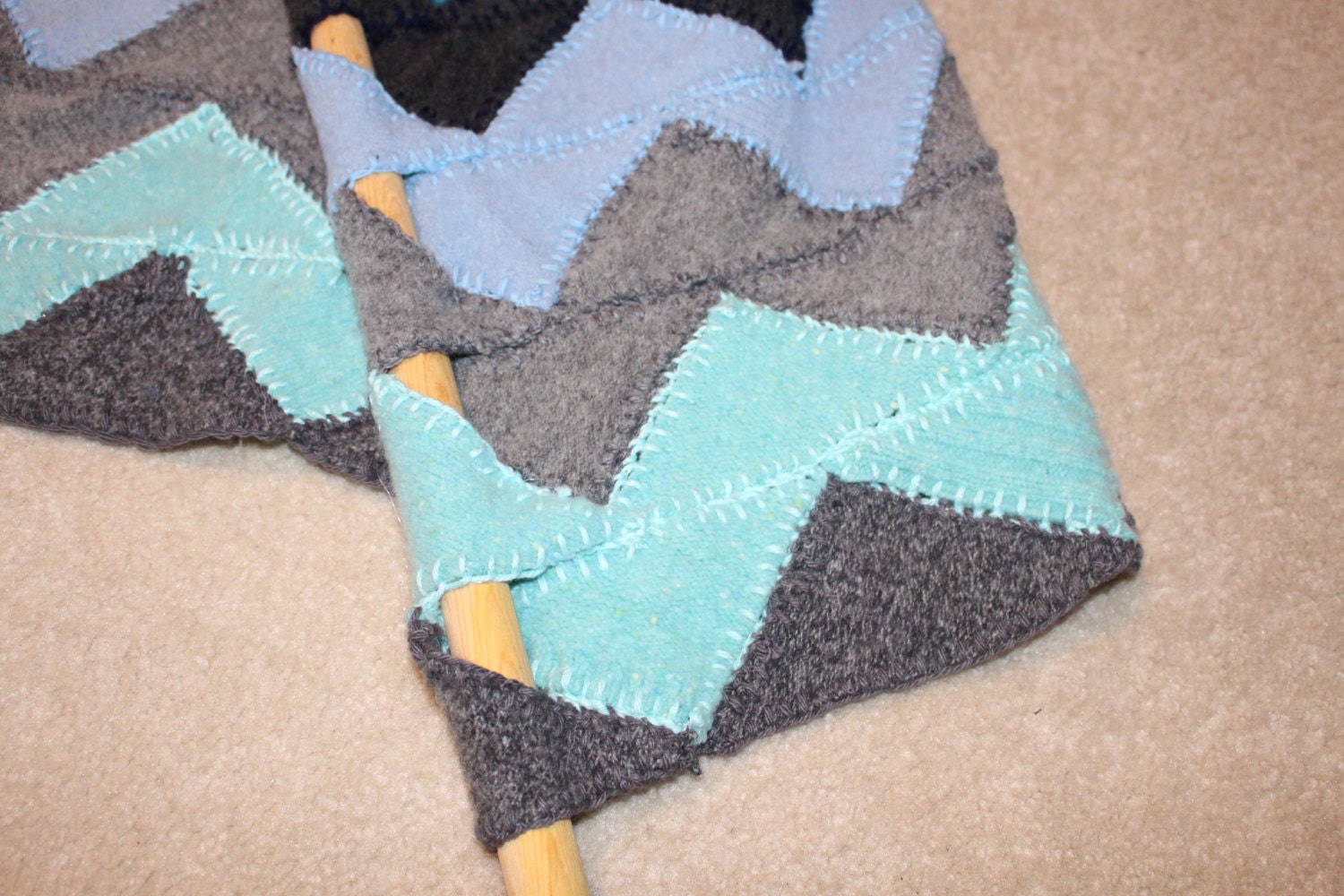 Blue and Gray Chevrons Wool Baby Blanket Sweater Blanket Etsy