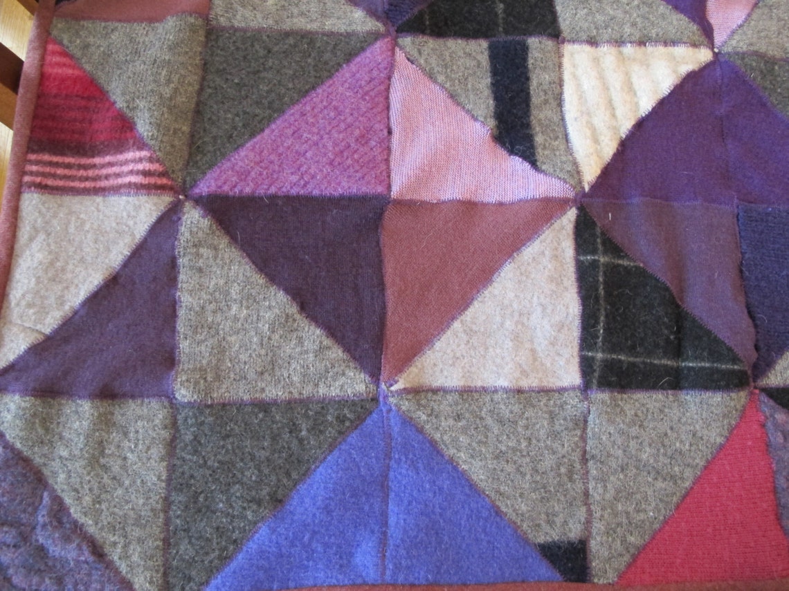 Purple Wool Blanket Sweater Blanket Repurposed Wool Etsy