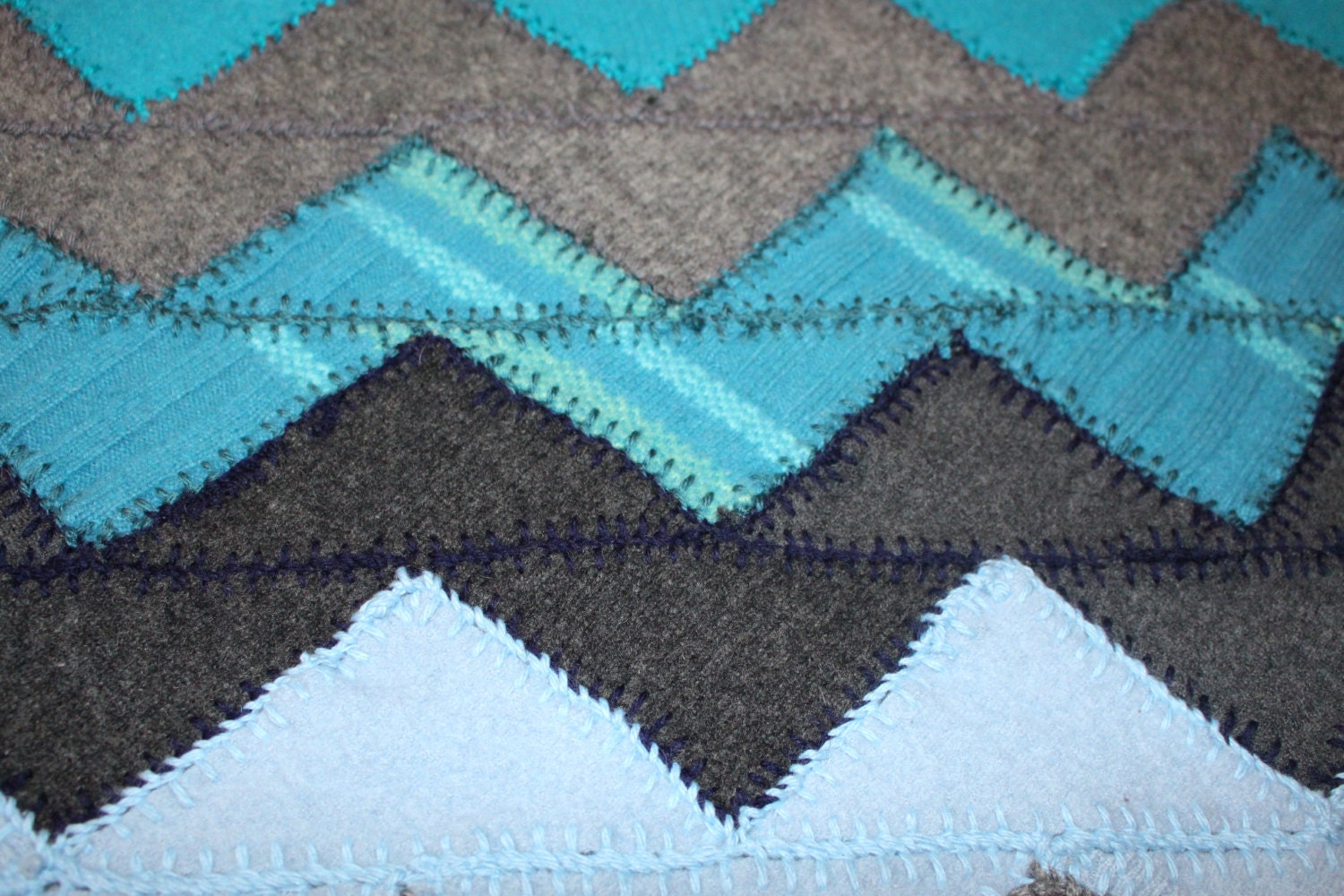 Blue and Gray Chevrons Wool Baby Blanket Sweater Blanket Etsy