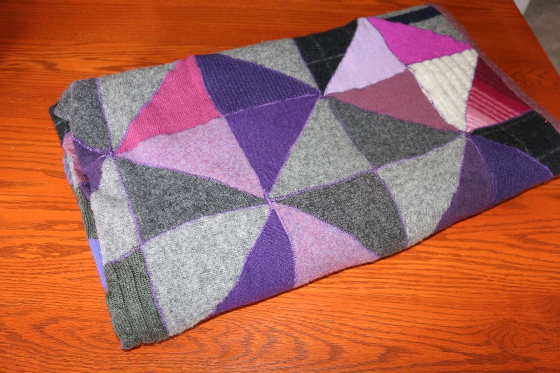 Purple Wool Blanket Sweater Blanket Repurposed Wool Etsy