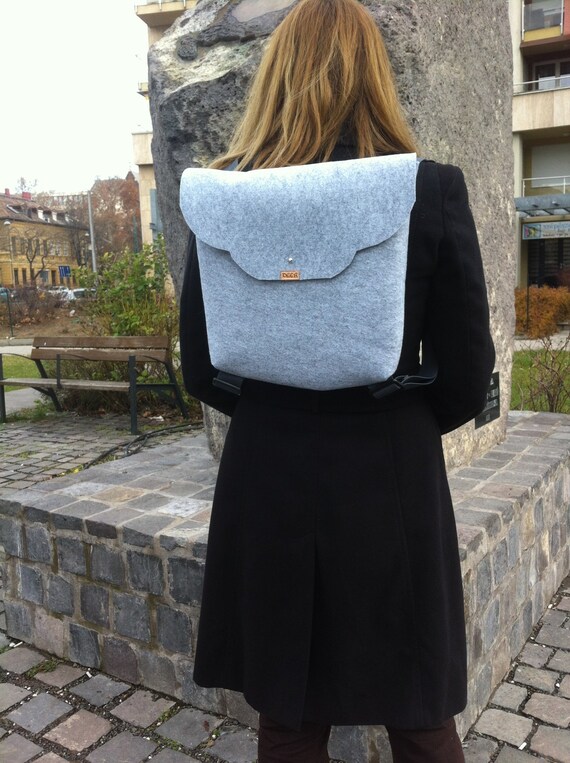 grey felt backpack
