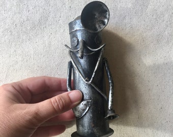 Rustic Tin Man Dall, Artisan Made Tin Figurine, Rustic Home Decor Gift, Sculpted Metal Figurine ,Vintage Handmade Tin Toy, Boys Metal Toy