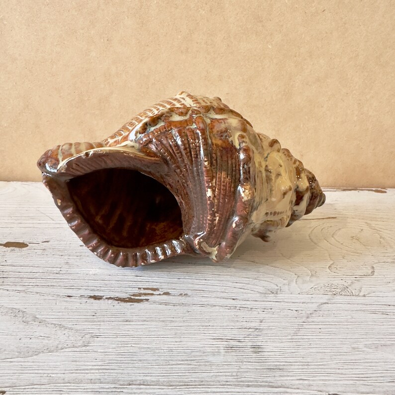Vintage Ceramic Conch, Hand Crafted Large Ceramic Sea Shell, Beach ...