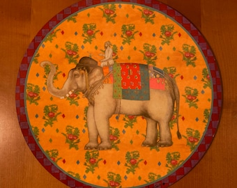 Elephant Table Decor, Table Centerpiece Coaster, Extra Large Coaster, Elephant Home Decor, Folk Art Decor