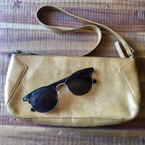 Vintage DKNY Handbag, Small Purse for Women, Dijon Mustard Yellow/Natural Leather Bag, Vintage Purse image 9