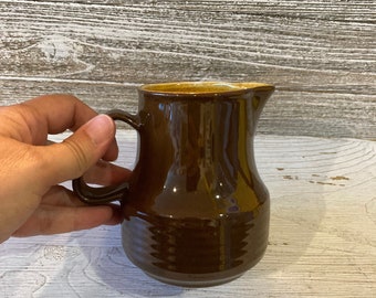 Vintage Ceramic Milk Jug, Dark brown ceramic milk pitcher, 70's milk pot, Retro kitchen decor, Farm house kitchen, Vintage creamer