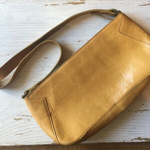 Vintage DKNY Handbag, Small Purse for Women, Dijon Mustard Yellow/Natural Leather Bag, Vintage Purse image 2