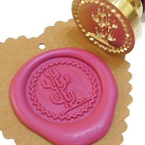 Selo de cera de planta do deserto CACTUS / convite de casamento / festa de aniversário / selo de carta de envelope / bastão de vedação / conjunto de caixa de presente (ref: L)