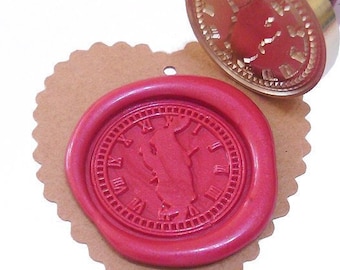 Alice in Wonderland Wax Seal Stamp: Mr. White Rabbit & Clock