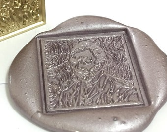 Self Protrait Wax Seal Stamp / Wedding Invitation Stamp / Birthday Party / Inspired by Vincent Van Gogh (square sstamp)  (ref : M)
