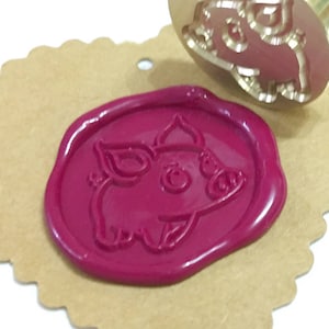 KAWAII PIG-lakzegelstempel / huwelijksuitnodiging / verjaardagsfeestje / envelop briefzegel / startpakket / geschenkverpakking (ref: S)