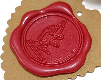 MICROSCOPE Wax Seal Stamp / Science Lover / Science Lab / Birthday / Wedding Wax Stamp / Invitation Stamp / Wax Stick & Gift Box Set