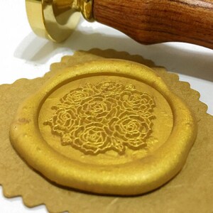 Sello de cera con forma de ramo de rosas, para invitaciones de boda, fiestas de cumpleaños, sobres, cartas, kit de inicio y cajas de regalo (ref.: M)