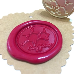 KOFFEIN MOLEKÜL Wachssiegel Stempel / Hochzeitseinladung / Geburtstagsparty Stempel / Geschenkbox Set (ref : M)