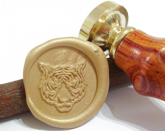 SUPERDANT Timbro Per Sigilli In Cera Con Testa Lupo Tribale – Manico In Legno E Testa In Ottone Intercambiabile – 30 Mm - 6