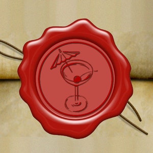 COCKTAIL MARTINI Lakzegelstempel / Huwelijksuitnodiging / Verjaardagsfeestje / Envelop Briefstempel / Wijndranken Pub Bar / Geschenkdoosset (ref: N)