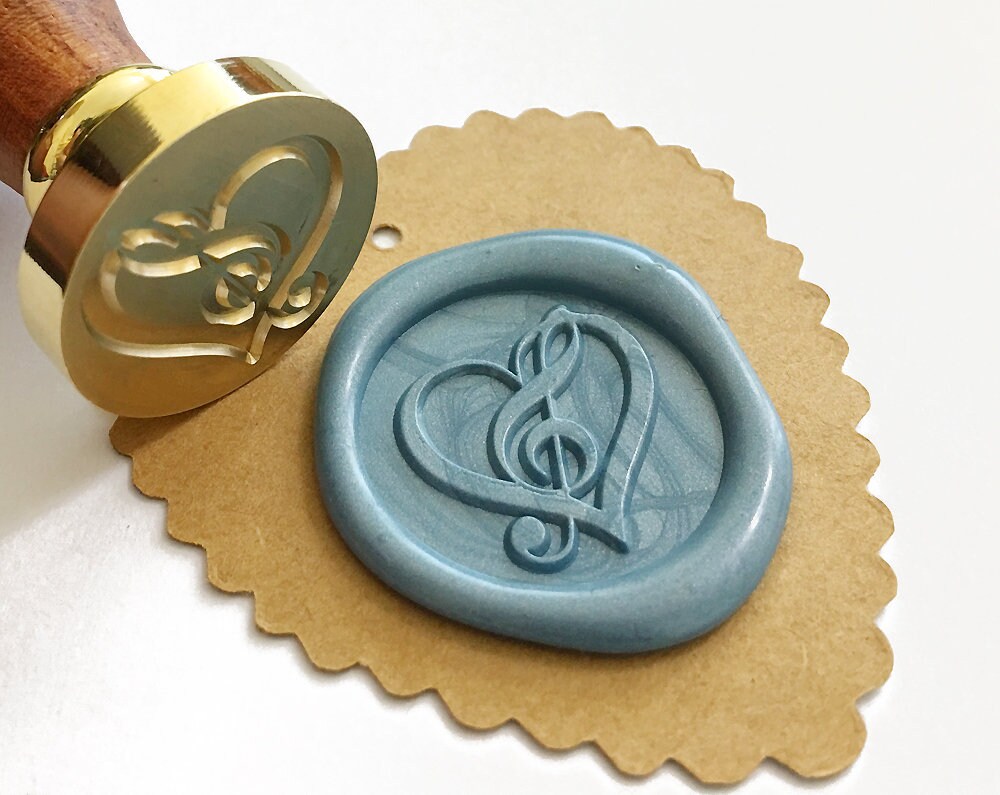 MUSIC HEART Wax Seal Stamp / Wedding Invitation / Bass and Treble Clef /  Birthday Party / Envelope Letter Seal / Gift Box Set 