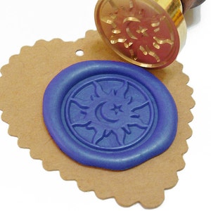Cachet de cire SUN MOON STAR / Faire-part de mariage / Fête d'anniversaire / Lettre pour enveloppe / Kit de démarrage de cachets de cire / Coffret cadeau (ref : L)