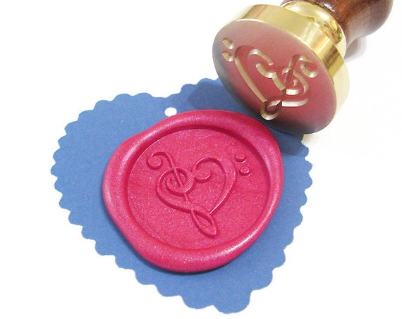 MUSIC HEART Wax Seal Stamp / Wedding Invitation / Bass and Treble Clef /  Birthday Party / Envelope Letter Seal / Gift Box Set 