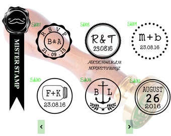 SIMPLE WEDDING INITIALS Wax Seal Stamp Personalized Name & Date Wedding / Custom Wax Seal / Party Invitation Stamp (ref : M)